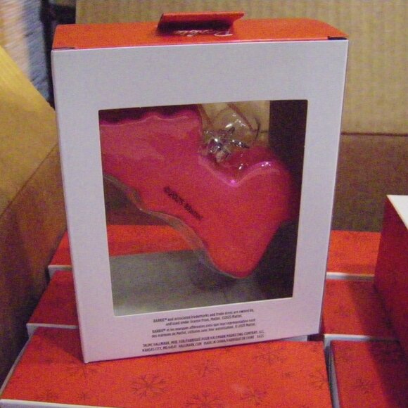 Barbie Logo Pink Blown Glass Glitter Ornament Shatterproof Special Edition BOXED - Picture 12 of 14